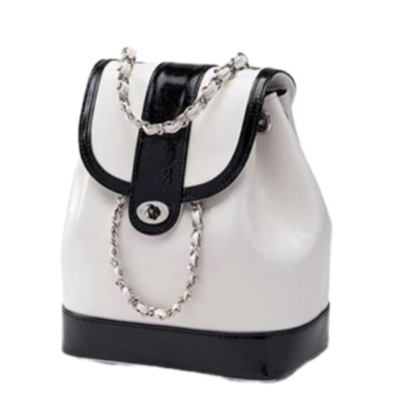 AOHRO Crossbody Bag With Chain, Backpack On Both Shoulders White - Picture 1 of 2